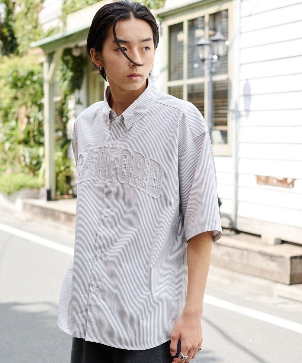 WEGO 【ユニセックス着用ITEM】オックスフォードダメージアップリケシャツ（SS） 