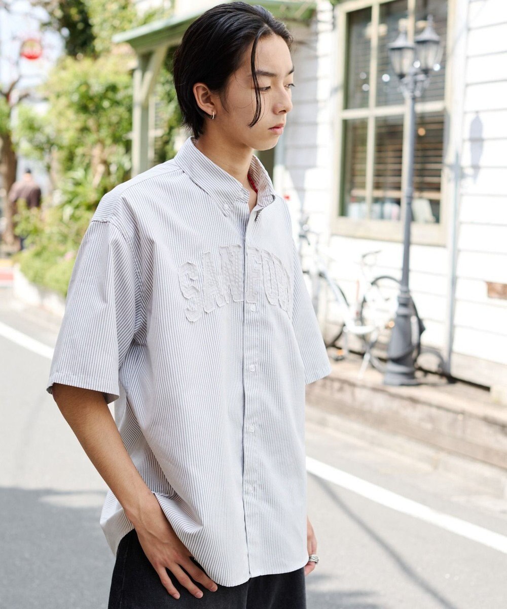 WEGO 【ユニセックス着用ITEM】オックスフォードダメージアップリケシャツ（SS） 