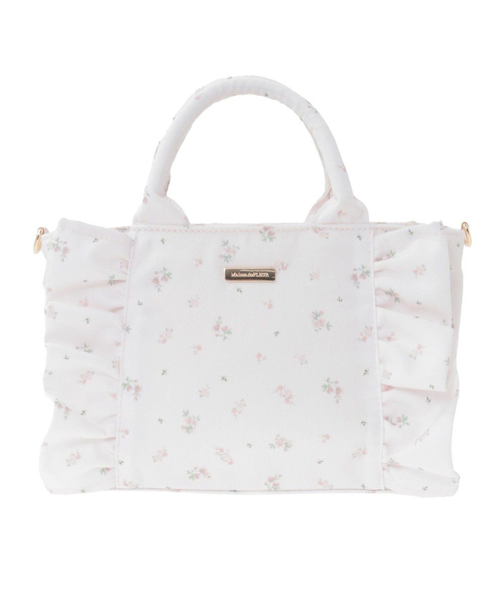 Maison de FLEUR ピンクマニアフラワープリントフリル2Wayトート 