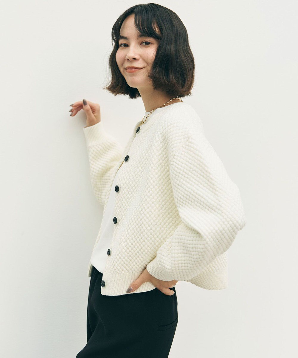 UNFILO 【前後着用可能】ポップコーンニット 2WAYカーディガン 
