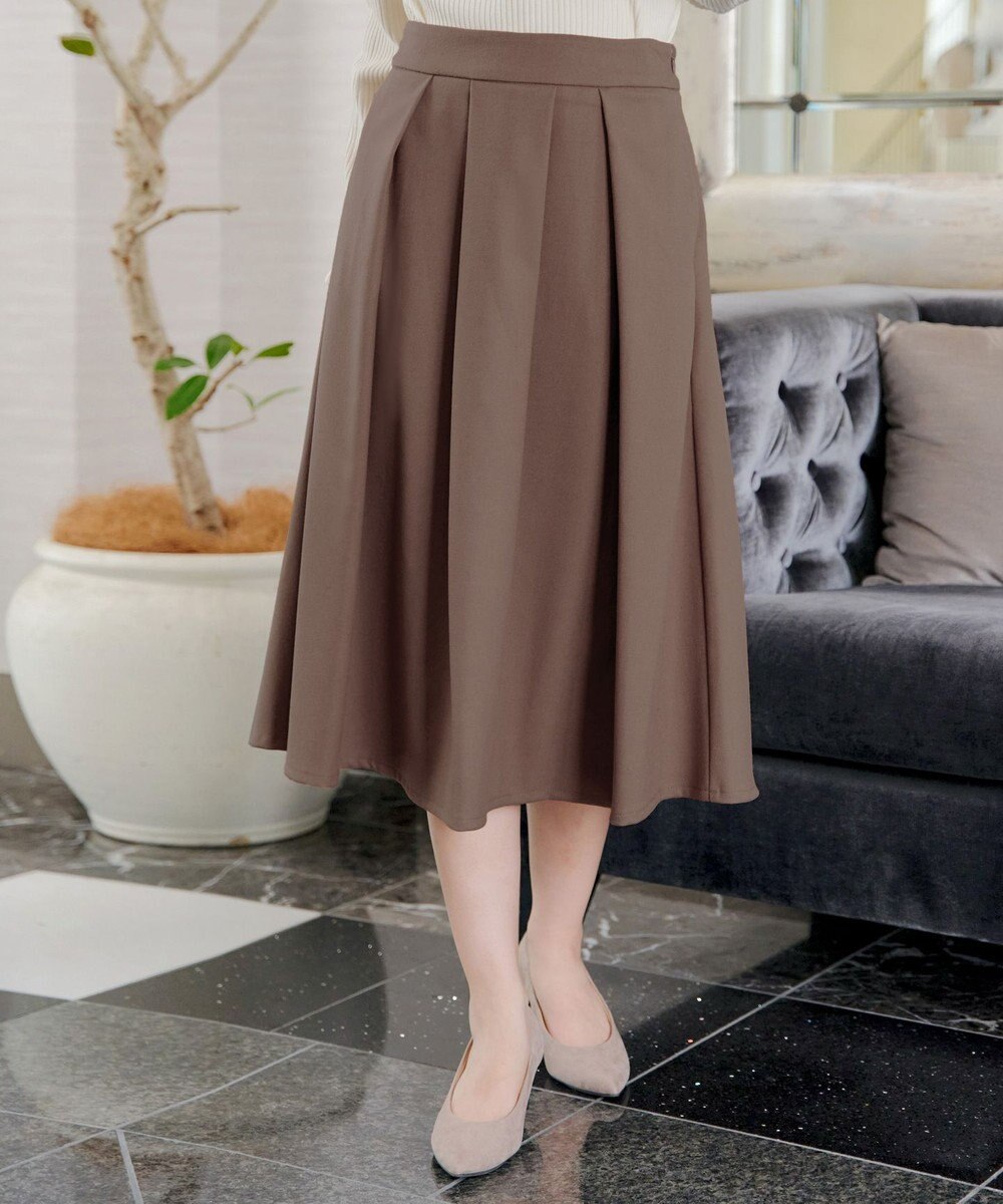 Tiaclasse 【新色追加・洗える】ウール調タックフレアスカート 