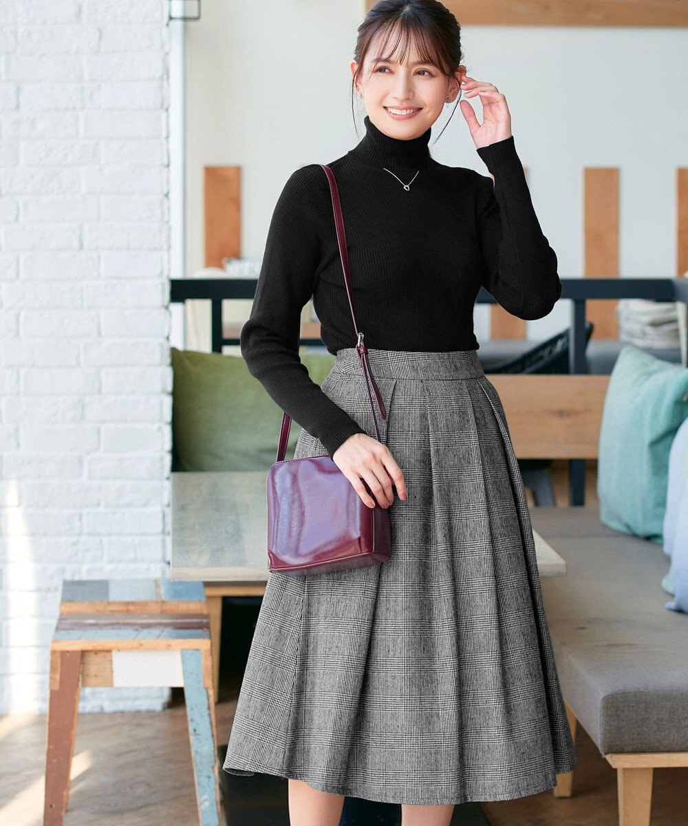 Tiaclasse 【新色追加・洗える】ウール調タックフレアスカート 