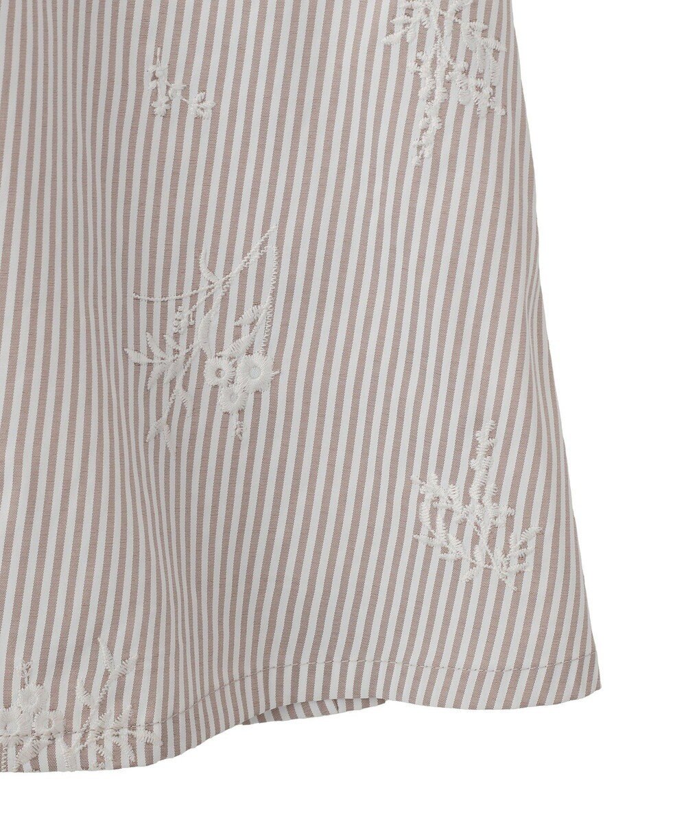 YECCA VECCA ストライプ柄フラワー刺繍ワンピース 