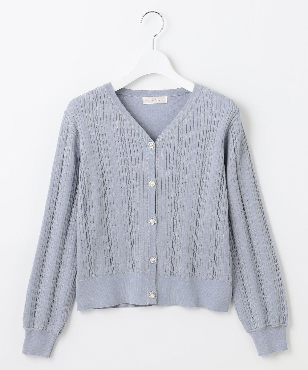 Feroux 【洗える】ビジューボタン カーディガン 