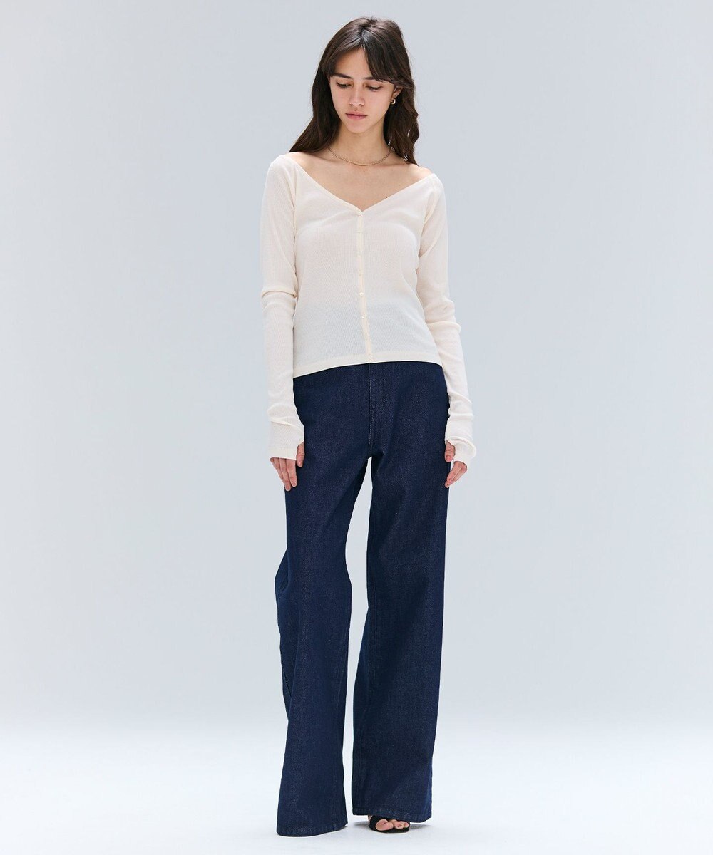 BEIGE， 【洗える・BAILA 10月号掲載】MARINO / 2WAYリブコンパクトカーディガン 