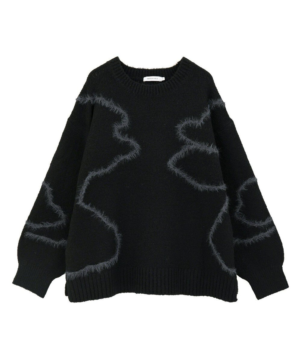AMERICAN HOLIC ニュアンスライン柄ニットプルオーバー 
