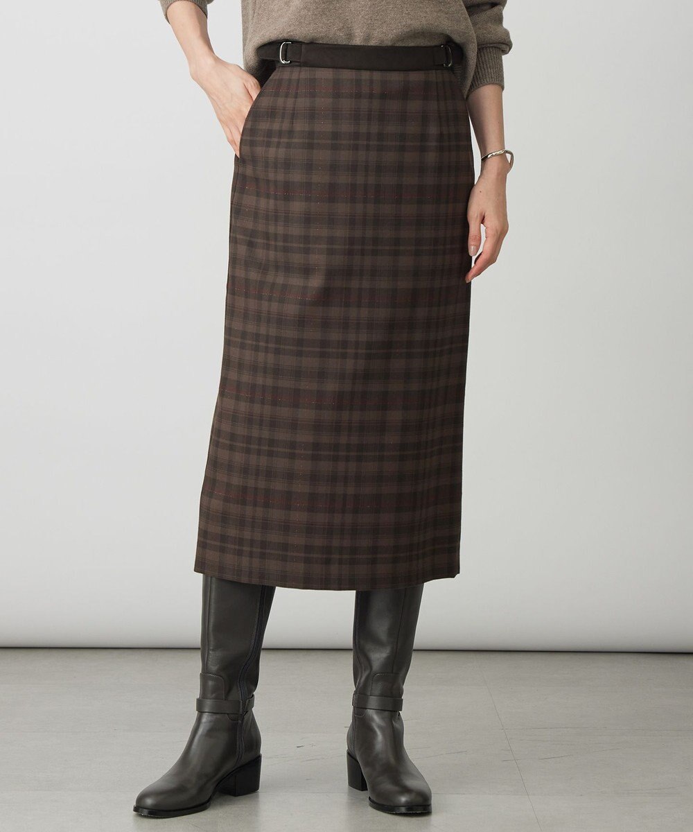 J.PRESS LADIES S milledタータンラメチェック ナロー スカート 