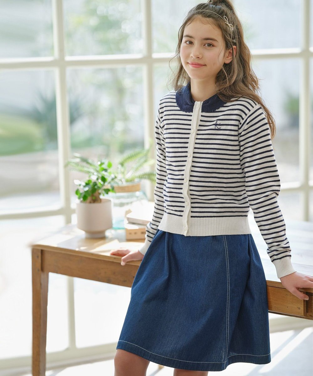 組曲 KIDS 【150-160㎝】リボンカラー カーディガン 