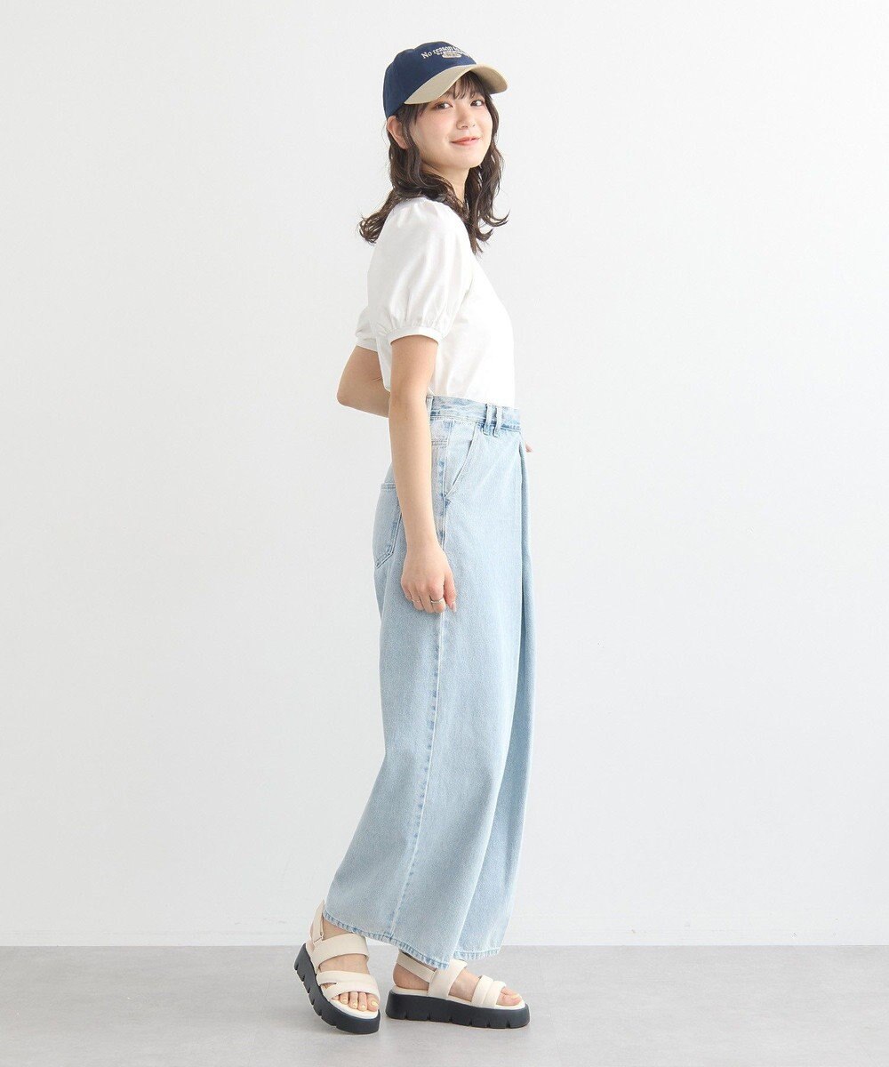 earth music&ecology ロゴプレート付きパフスリーブプルオーバー 