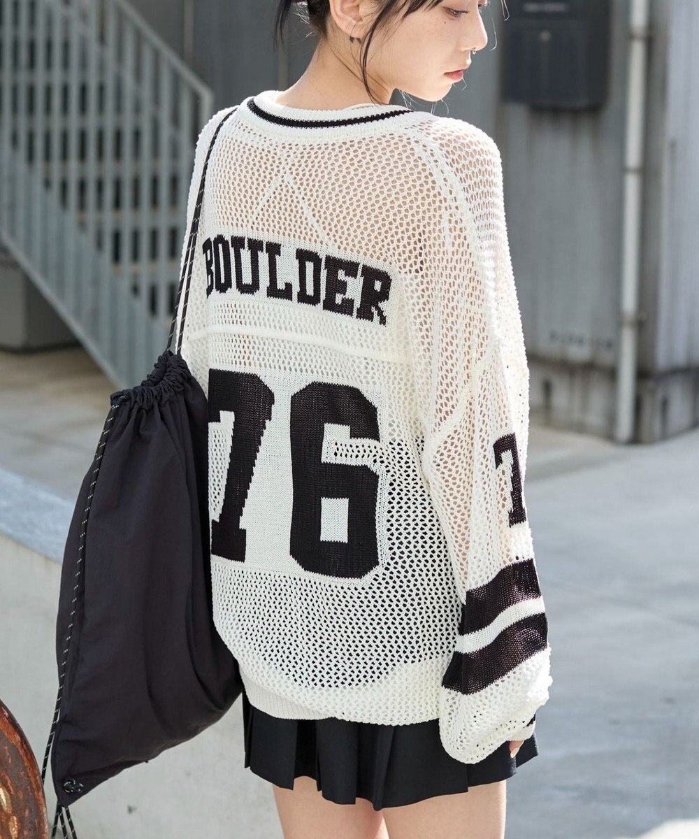 WEGO ナンバリングメッシュニットプルオーバー 