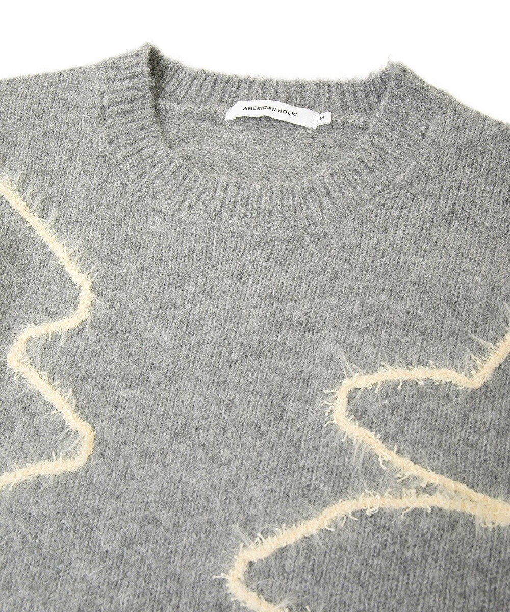 AMERICAN HOLIC ニュアンスライン柄ニットプルオーバー 