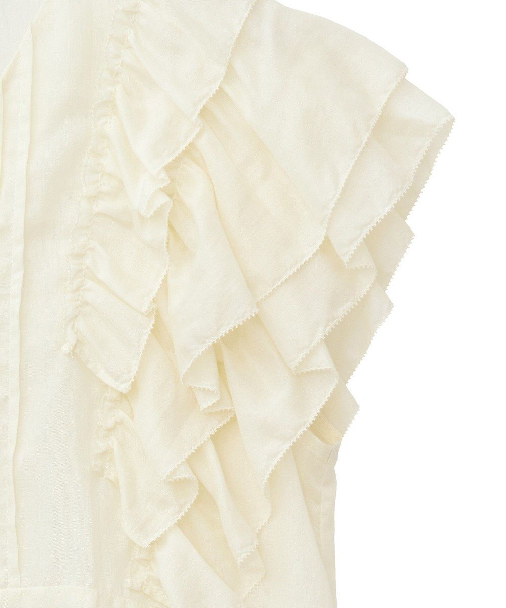 YECCA VECCA ラッフルVネックブラウス 