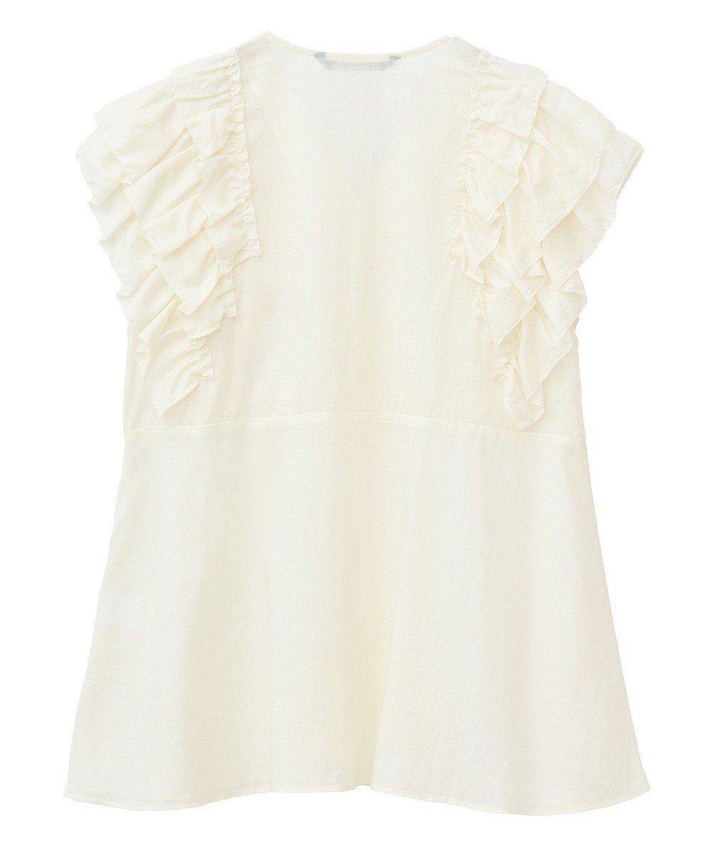 YECCA VECCA ラッフルVネックブラウス 