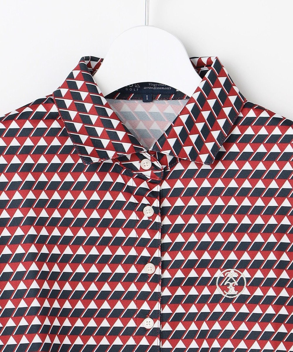 23区GOLF 【WOMEN】フラッグプリント長袖ポロシャツ 