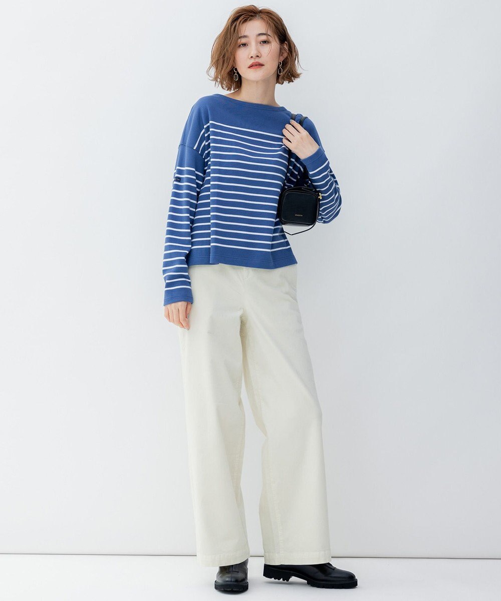 23区 L 【洗える】23区DENIM ベルベットストレッチ ワイドパンツ 