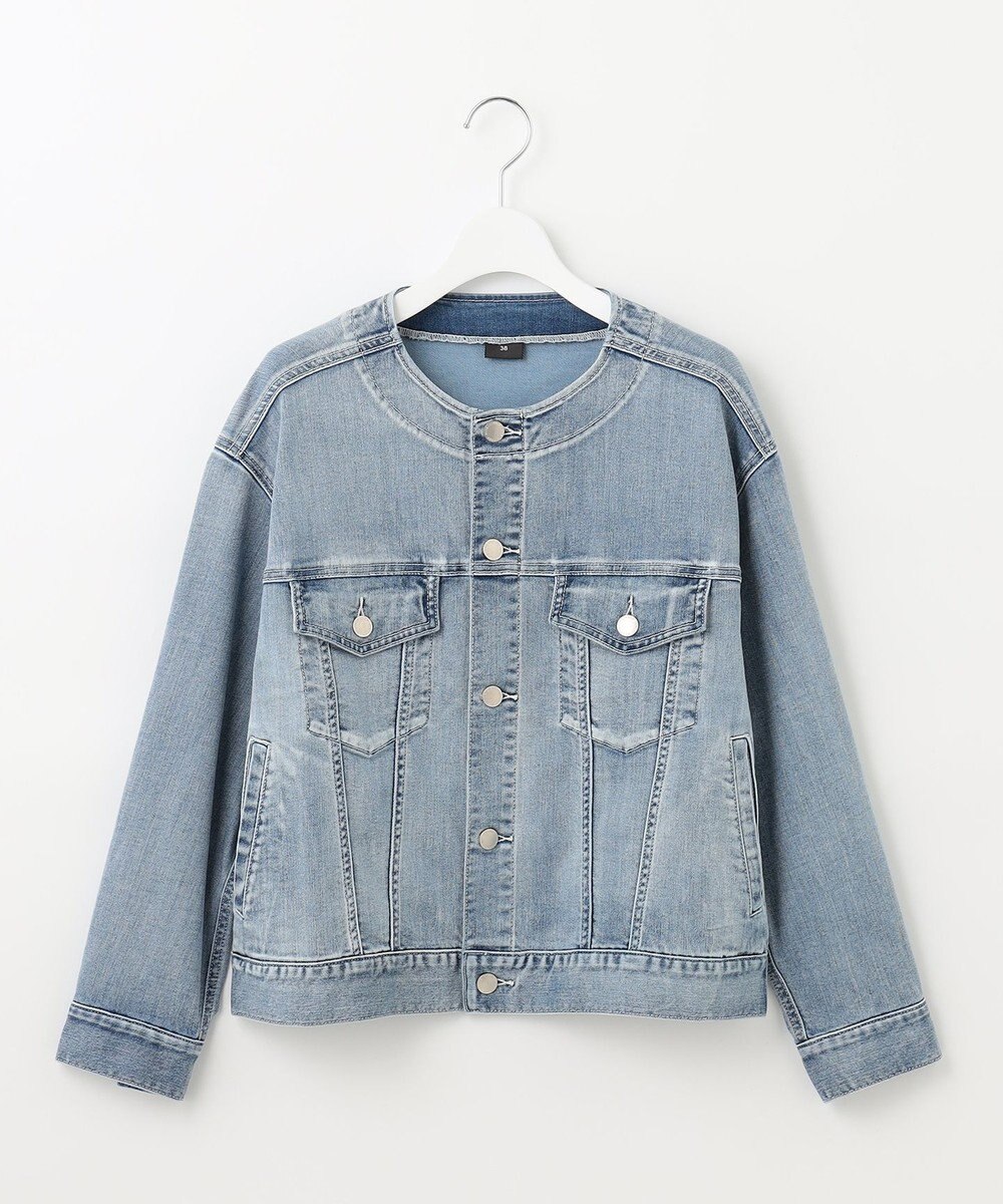 自由区 L 【ご好評につき追加生産・洗える】USUKARU DENIM ノーカラージャケット 