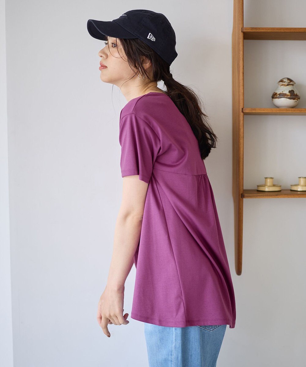 ANY L 【汗ジミ防止加工】シルケットスムースバックギャザーチュニック 