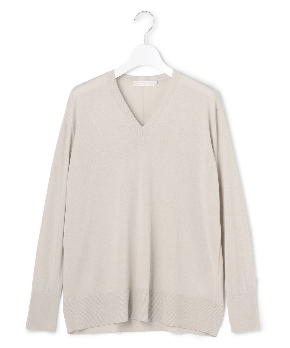 ICB L 【洗える】コンパクトファインウール Vネックニット 