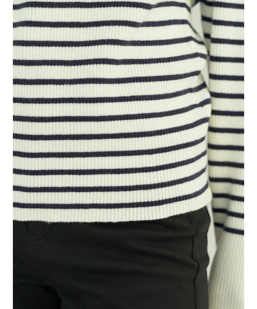 earth music&ecology ゴールド釦スリーブリブプルオーバー 