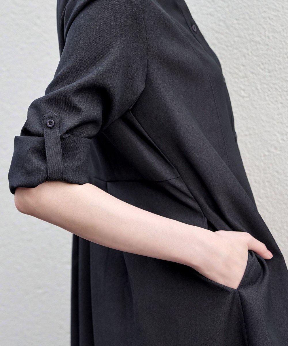 Tiaclasse 【洗える】ベルト付きスキッパーシャツワンピース 