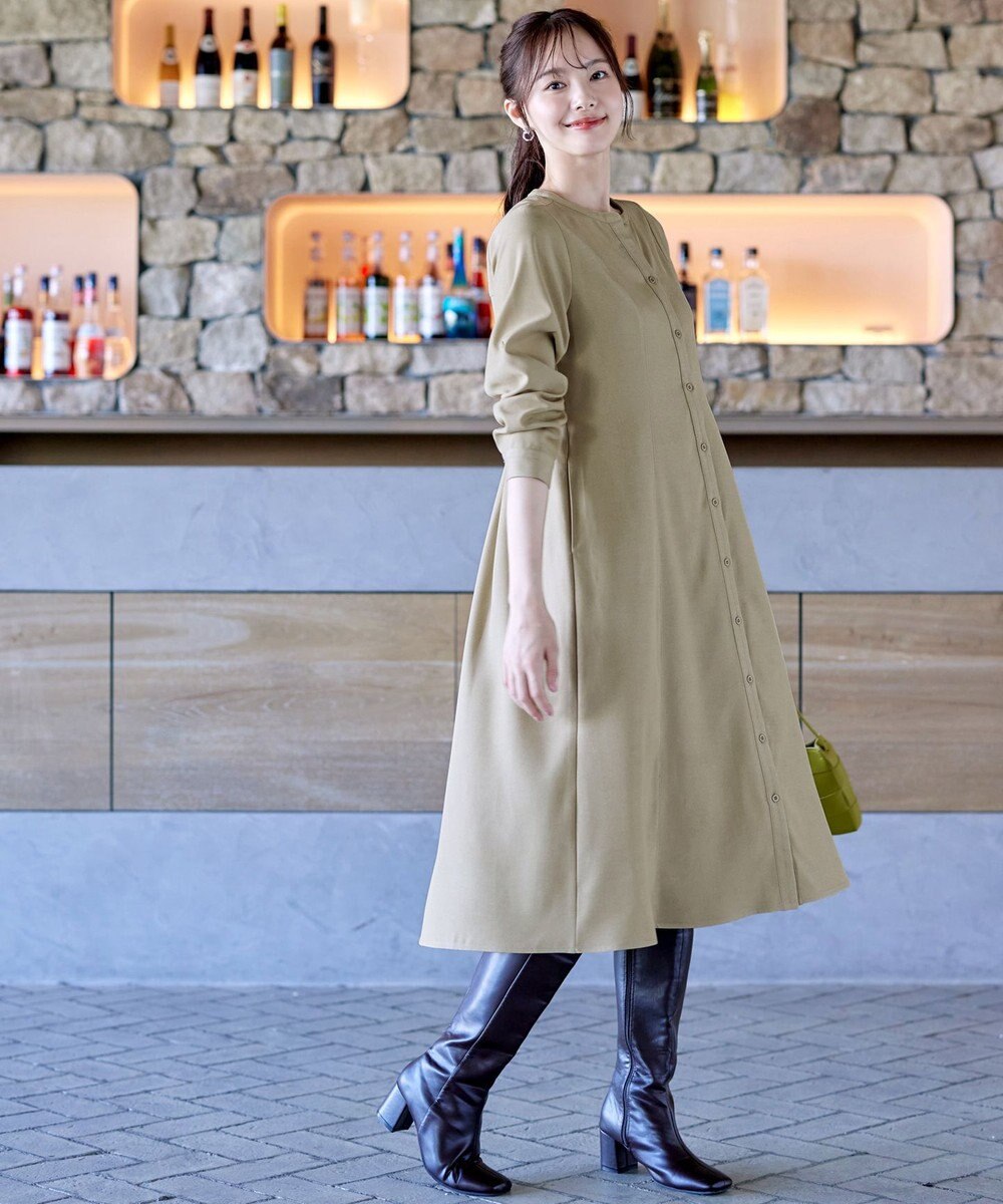 Tiaclasse 【洗える】ベルト付きスキッパーシャツワンピース 