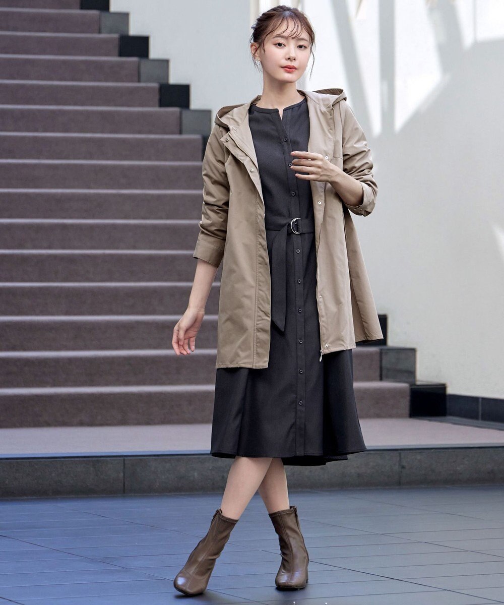 Tiaclasse 【洗える】ベルト付きスキッパーシャツワンピース 