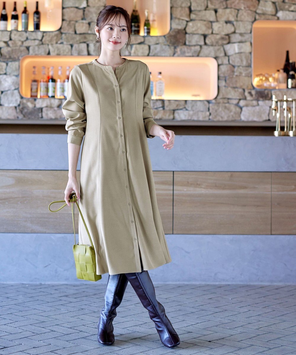 Tiaclasse 【洗える】ベルト付きスキッパーシャツワンピース 