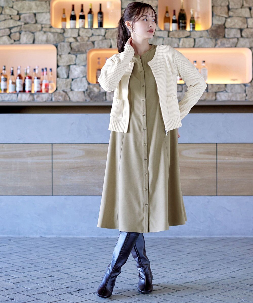 Tiaclasse 【洗える】ベルト付きスキッパーシャツワンピース 