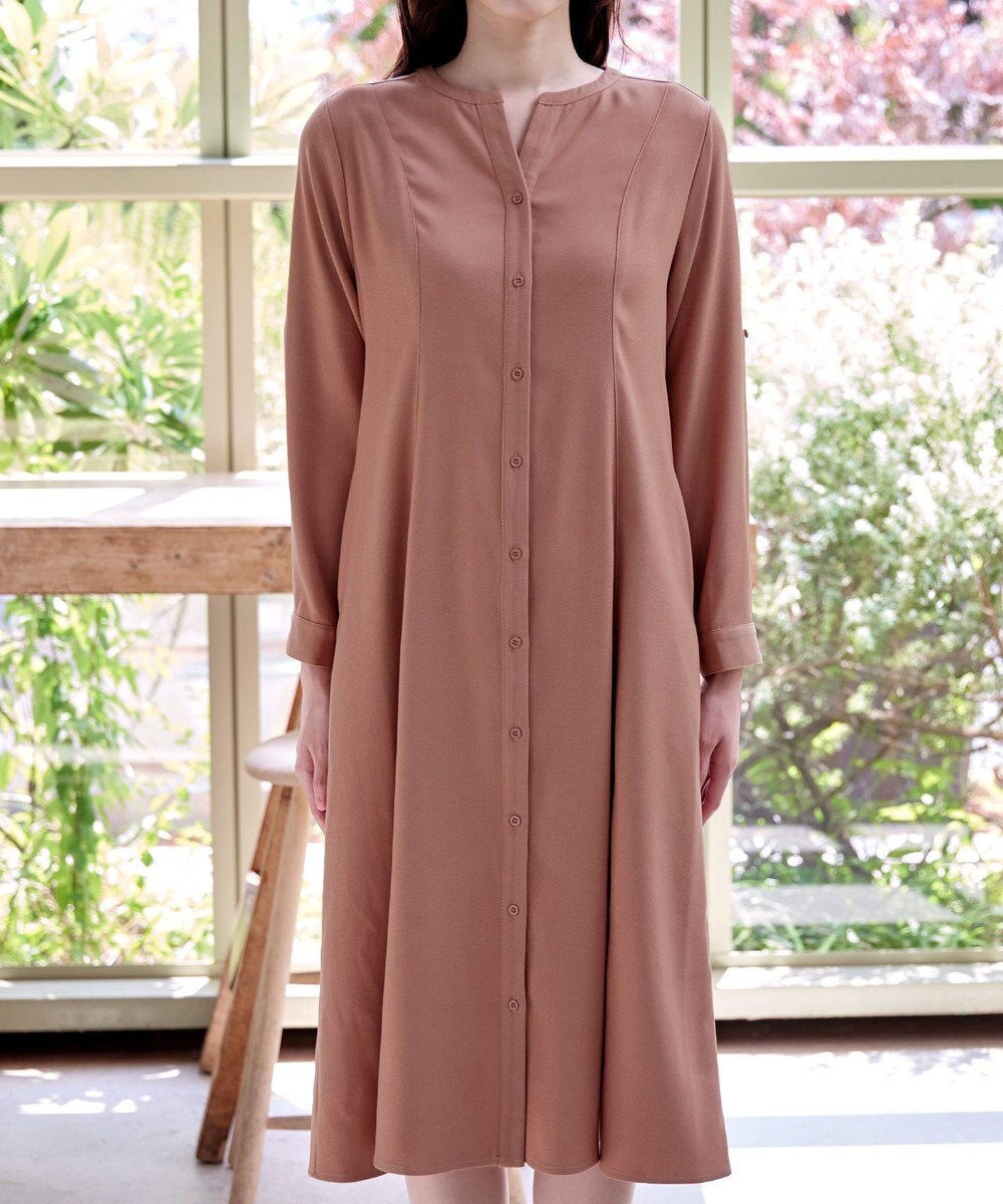 Tiaclasse 【洗える】ベルト付きスキッパーシャツワンピース 