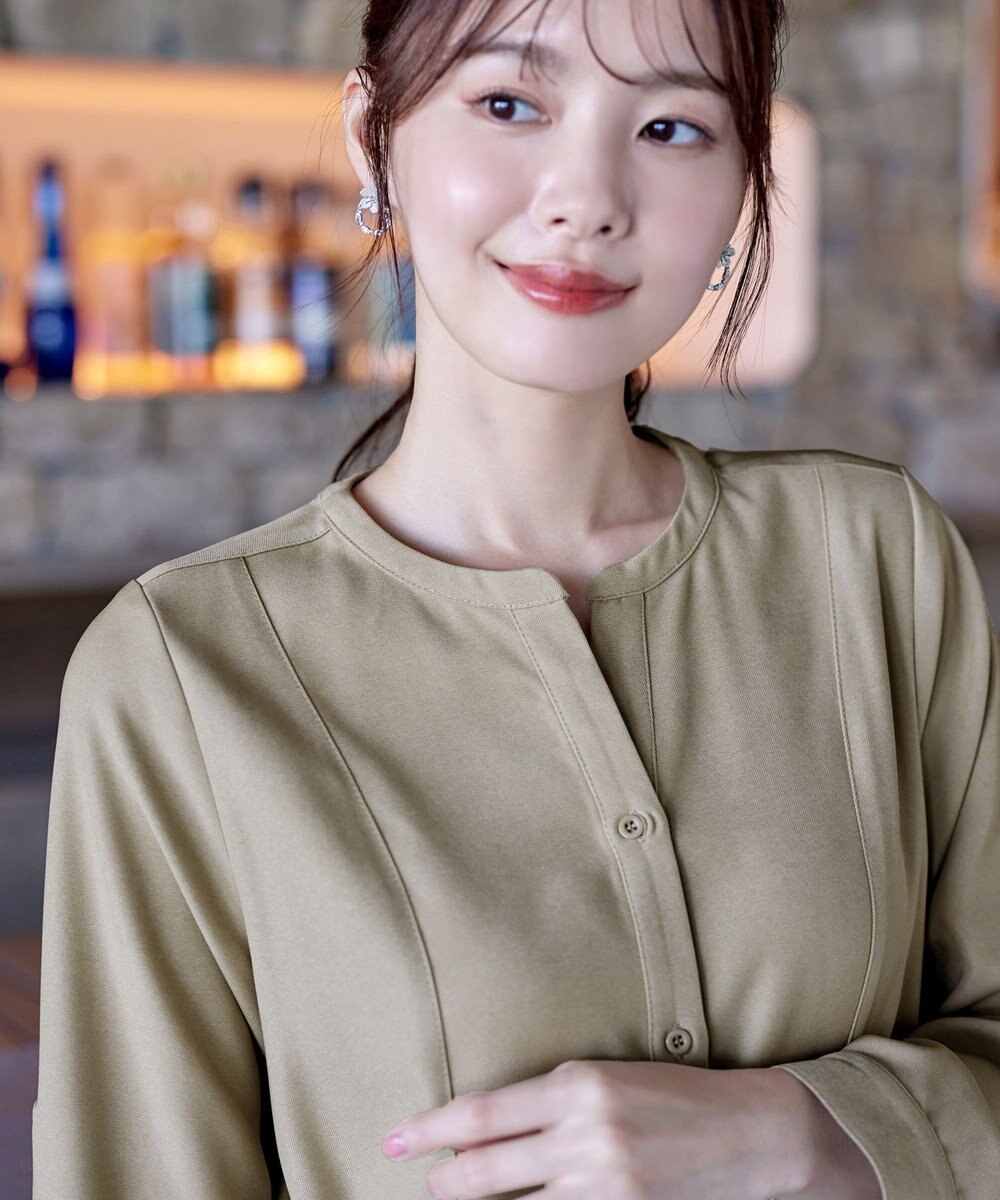 Tiaclasse 【洗える】ベルト付きスキッパーシャツワンピース 