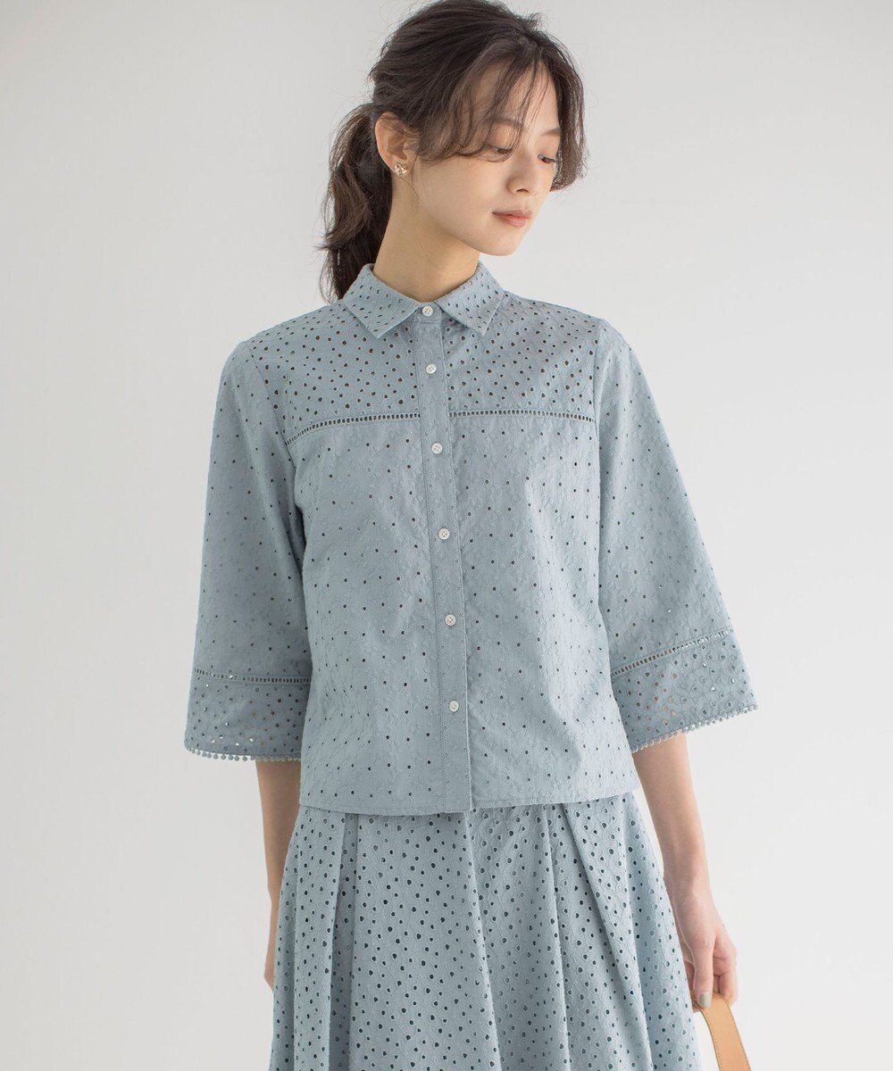 組曲 S エンブロイダリーレース襟付 ブラウス 