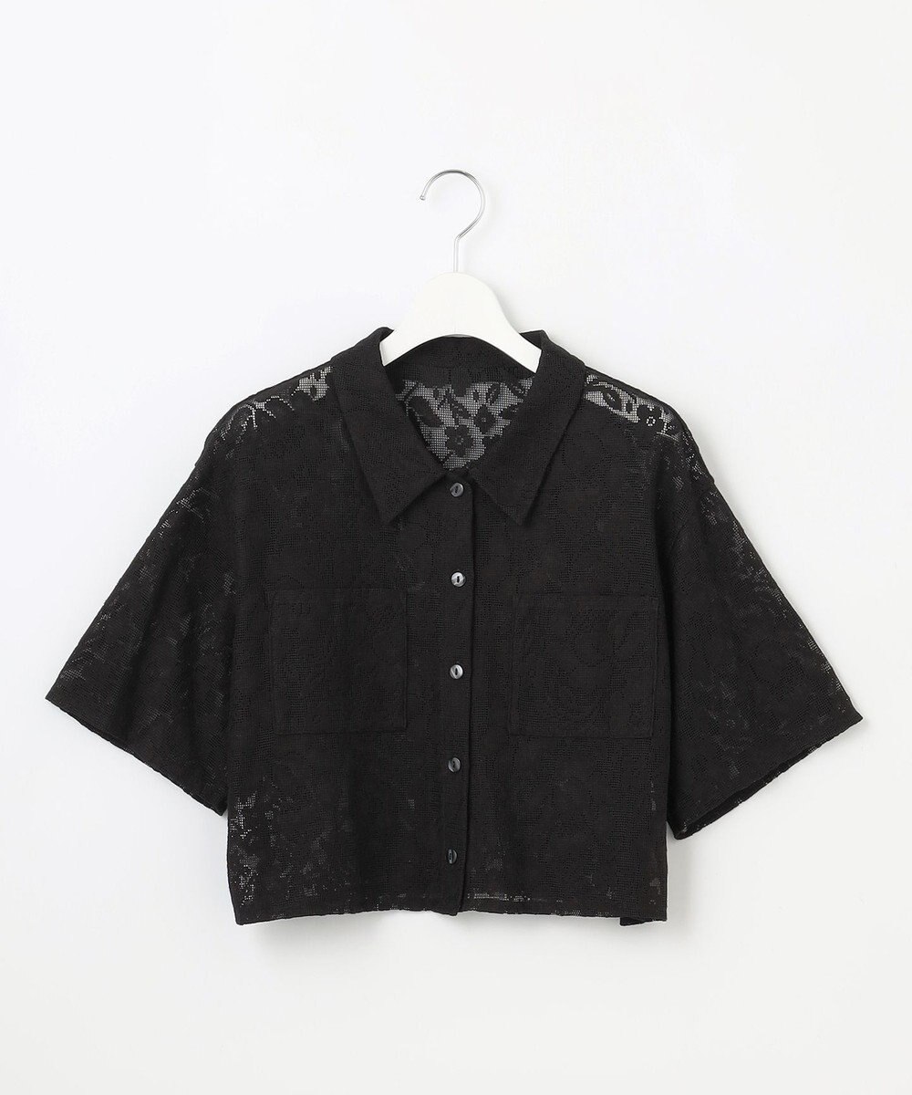 Feroux 【洗える】フラワーレース シャツ 