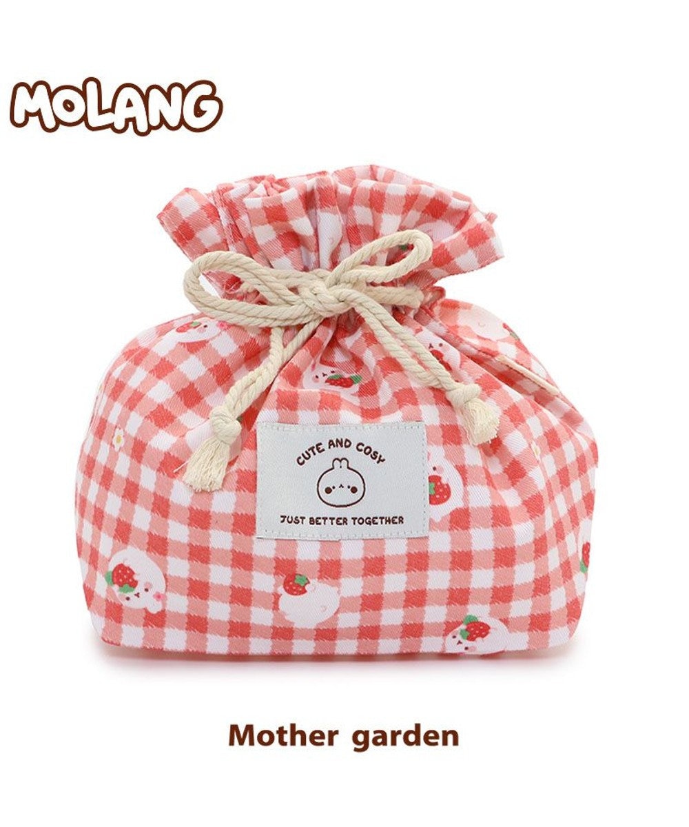 Mother garden マザーガーデン MOLANG モラン ランチ巾着 いちご柄 お弁当袋 チェック