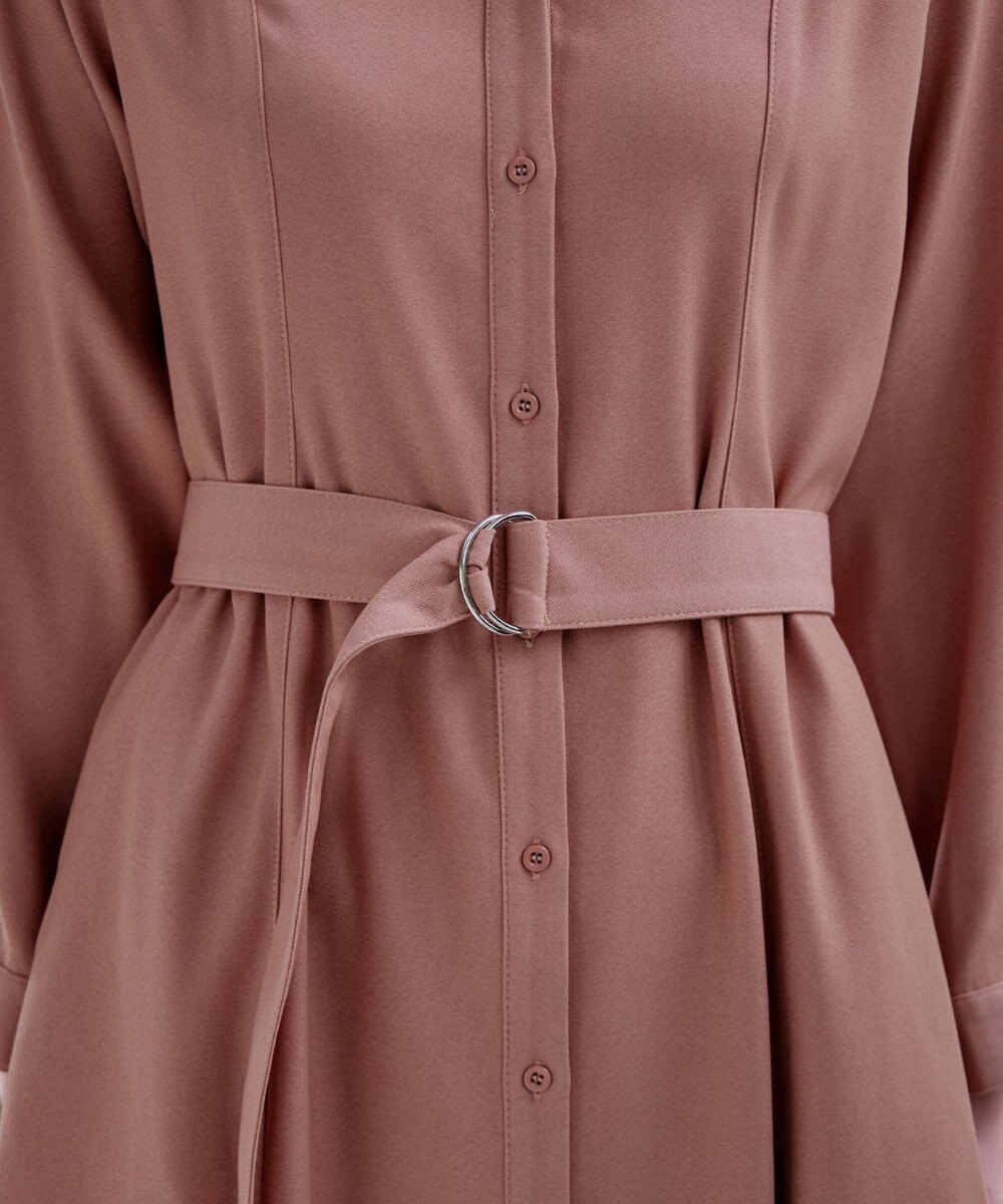 Tiaclasse 【洗える】ベルト付きスキッパーシャツワンピース 