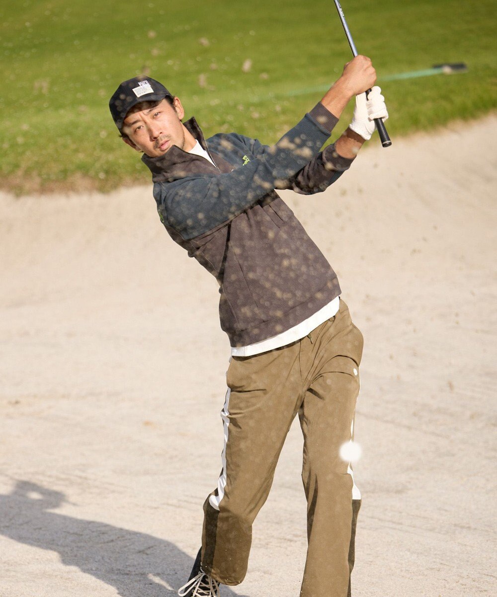 PW CIRCULUS 今が旬トップス！【ドライな肌触り / UV遮蔽率98.9% UVカット / ストレッチ】【MEN】ワッフルハーフジップトップス  ゴルフ 