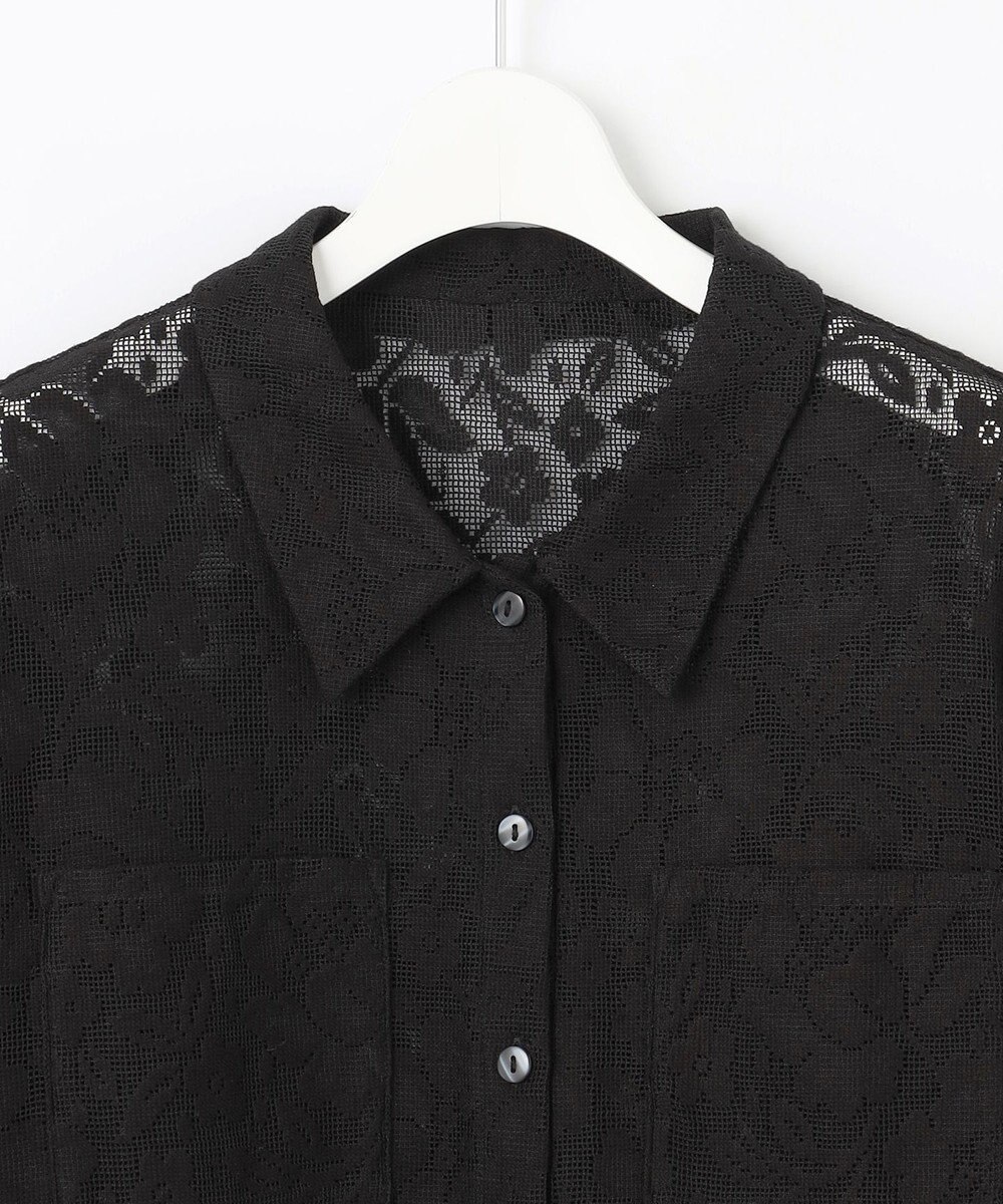 Feroux 【洗える】フラワーレース シャツ 