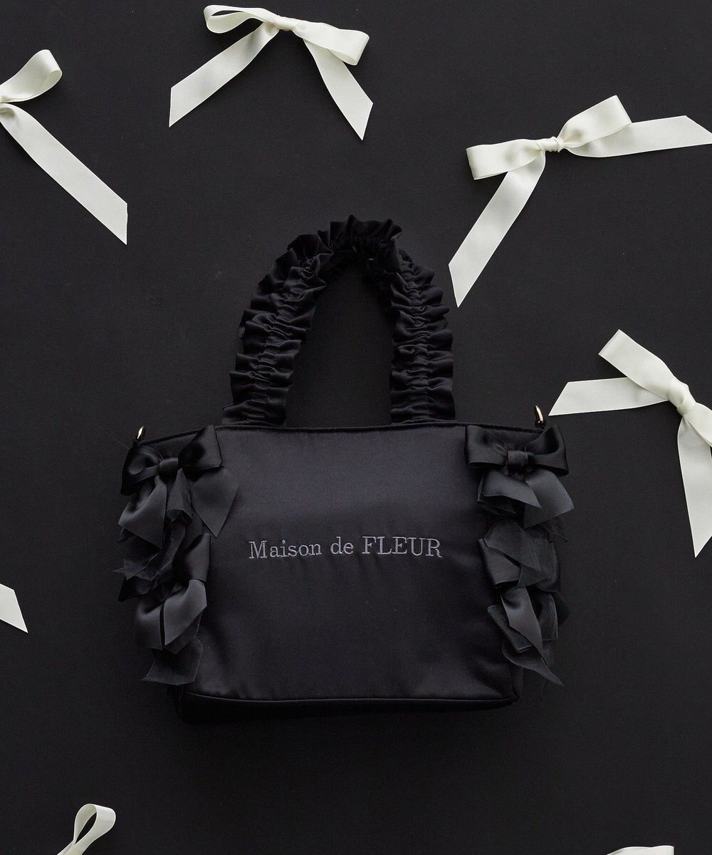 Maison de FLEUR リボンギャザーハンドル2Wayトートバッグ 