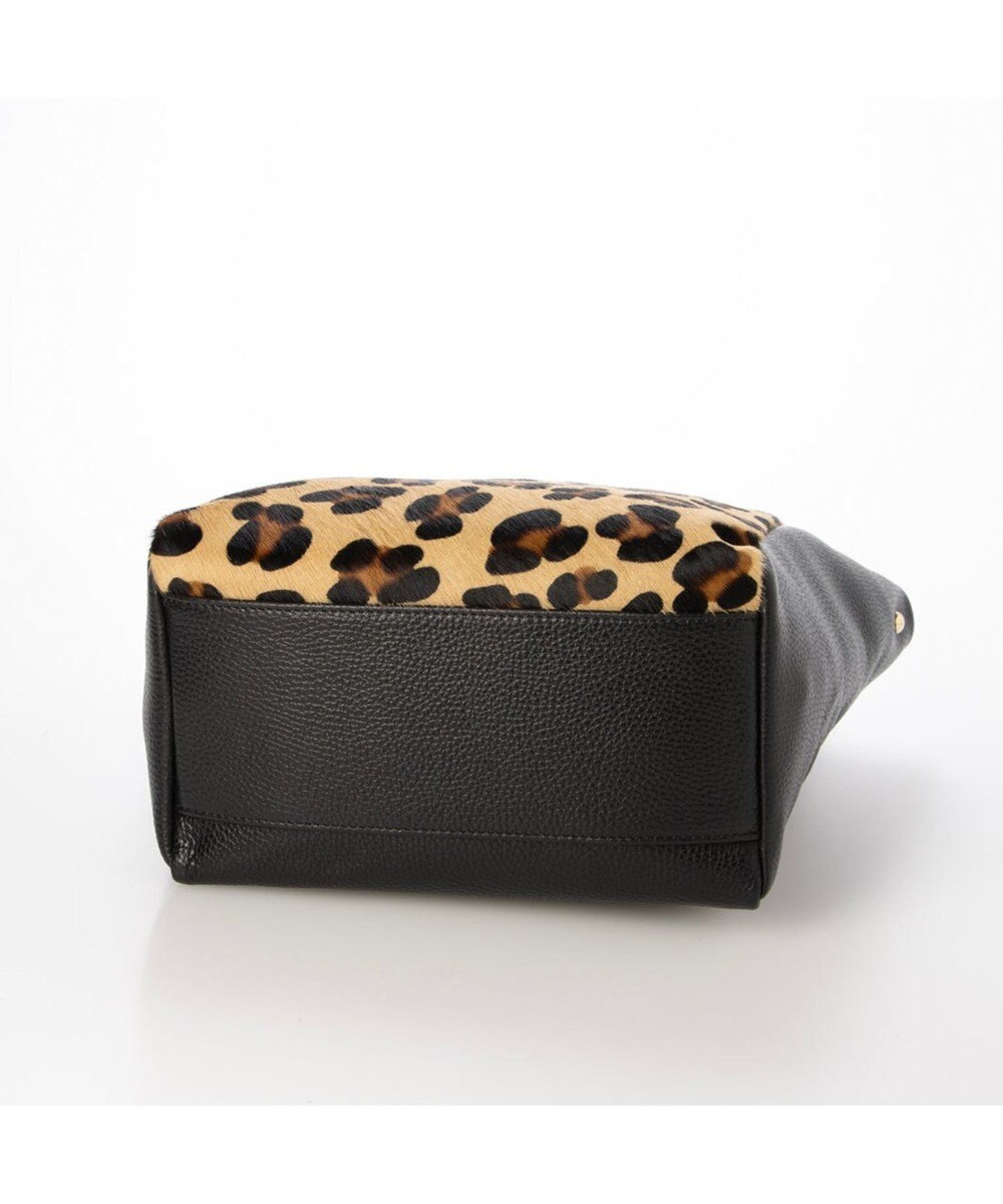 INTER-CHAUSSURES 【ANDREA CARDONE】レザーハンドルレオパード柄ハンドバッグ 