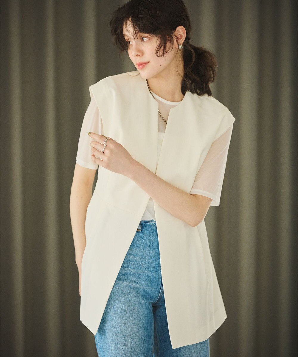 #Newans 【洗濯機可能/ストレッチ】ペプラムジレ 