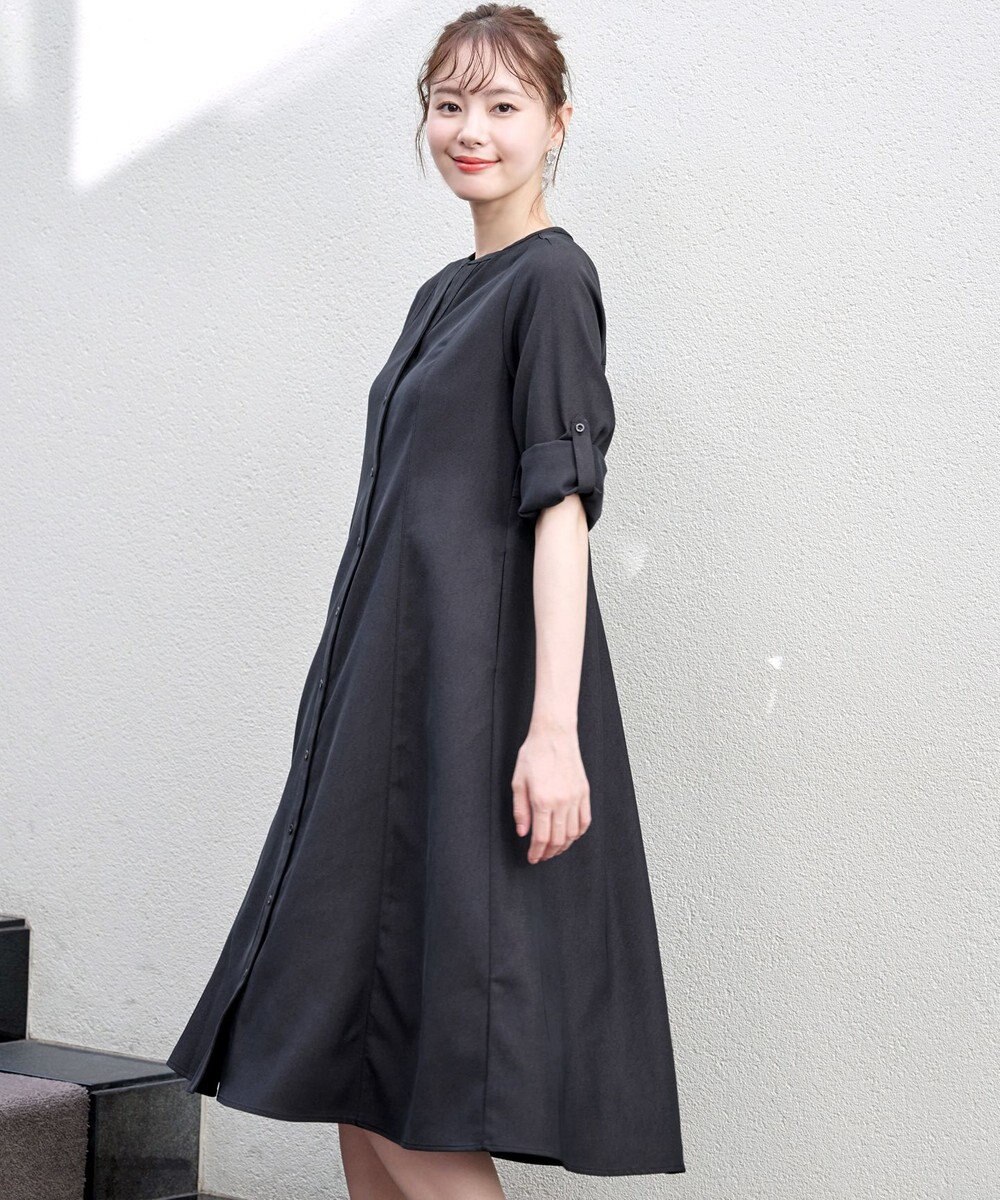 Tiaclasse 【洗える】ベルト付きスキッパーシャツワンピース 