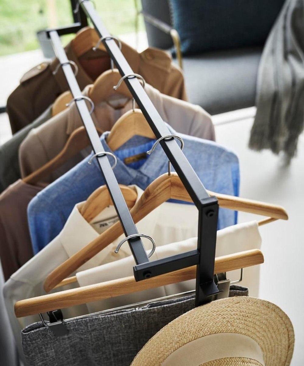 tower 収納力アップハンガーラック タワー 2段 ブラック 