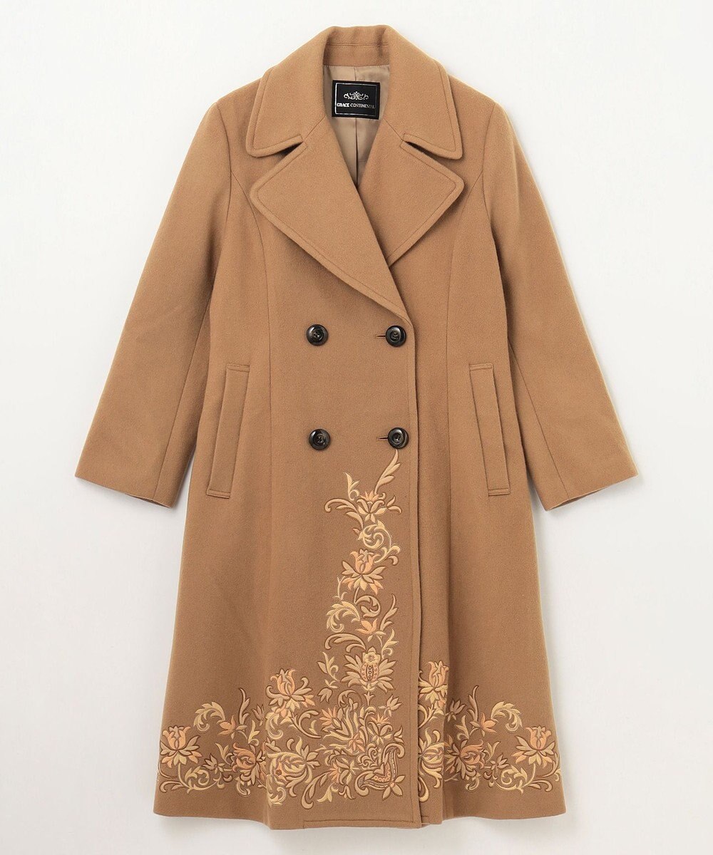 GRACE CONTINENTAL 刺繍ウールコート 