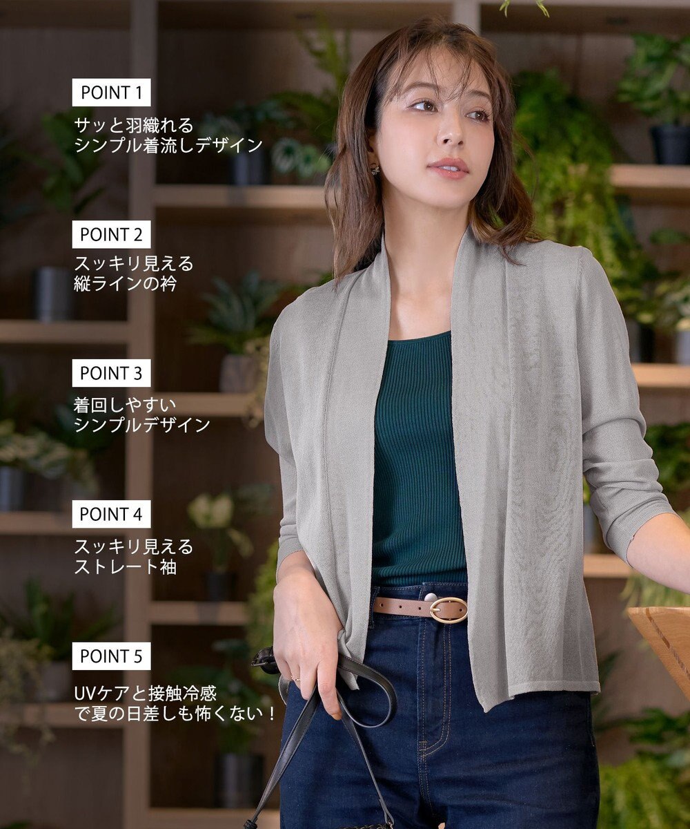 Tiaclasse L 【小倉優子さん着用・UVケア・接触冷感】ショートトッパーカーディガン 