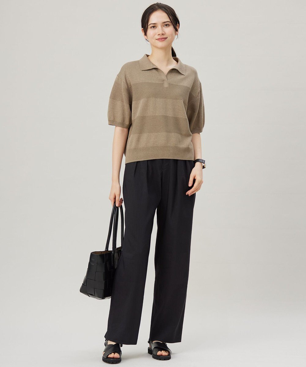 自由区 S 【洗える】ペーパーブレンドスキッパーポロ ニット 