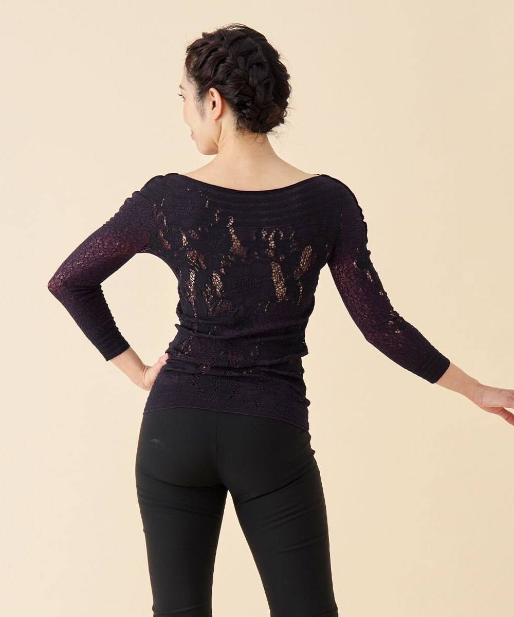 Chacott 【ノーソーイングニット】リバーシブルボートネックトップ 