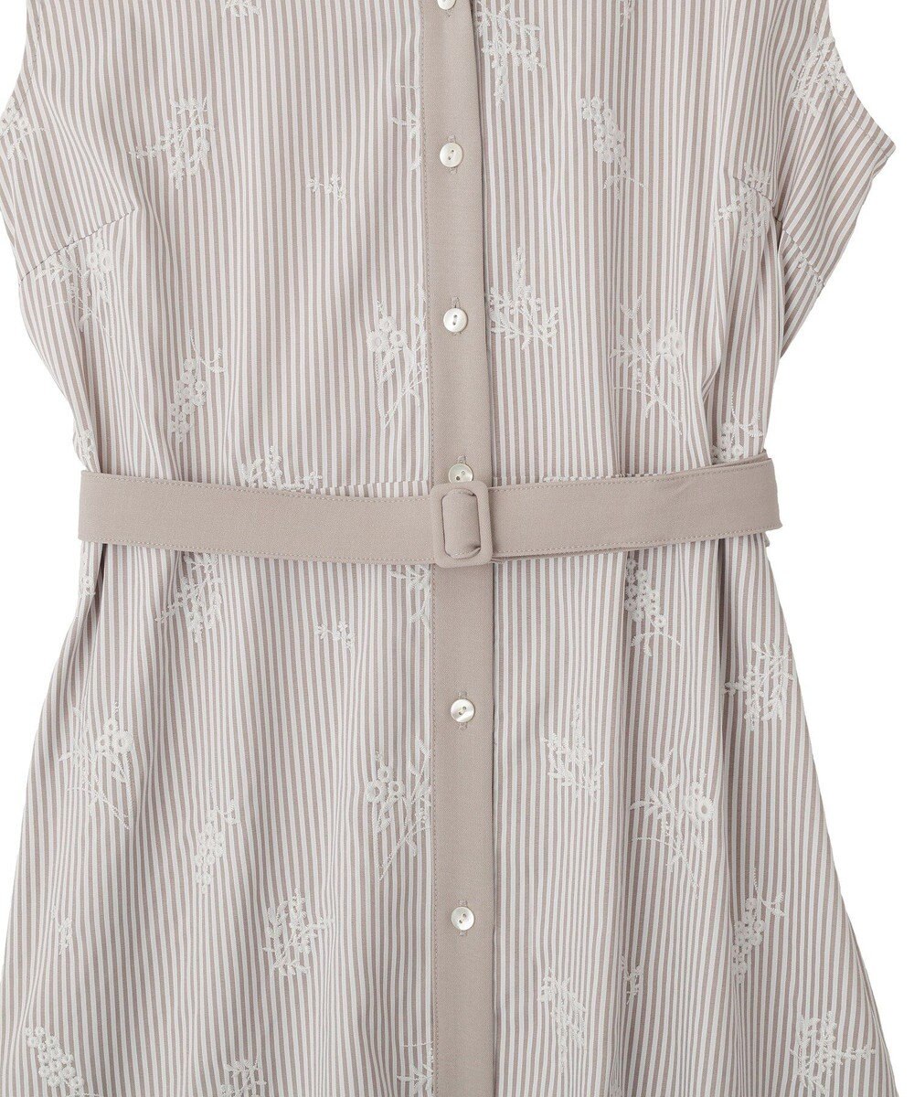 YECCA VECCA ストライプ柄フラワー刺繍ワンピース 