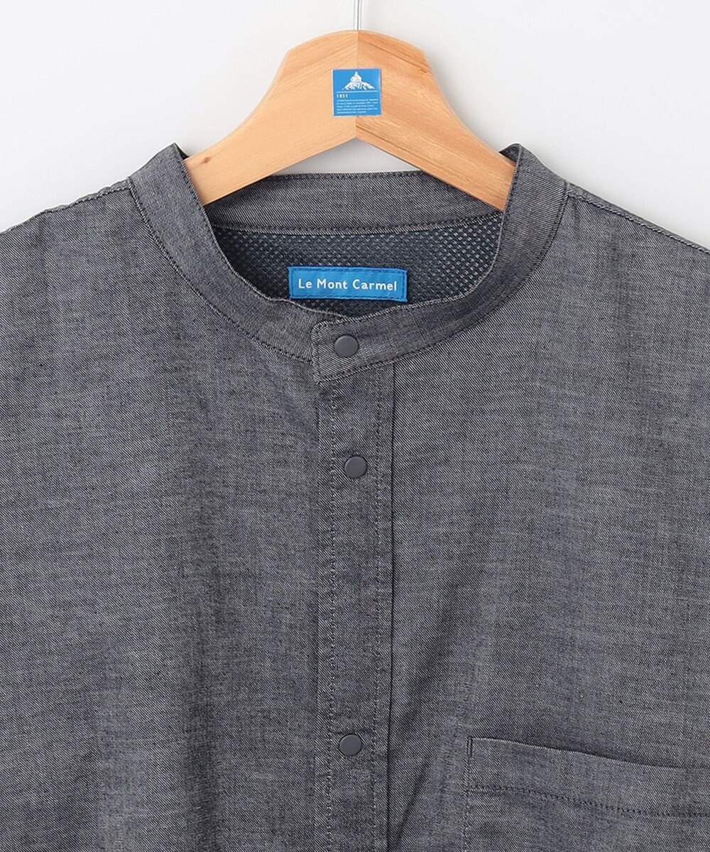 SHARE PARK LADIES 【UVカット・撥水・ストレッチ】イージーデニムノーカラーシャツ 