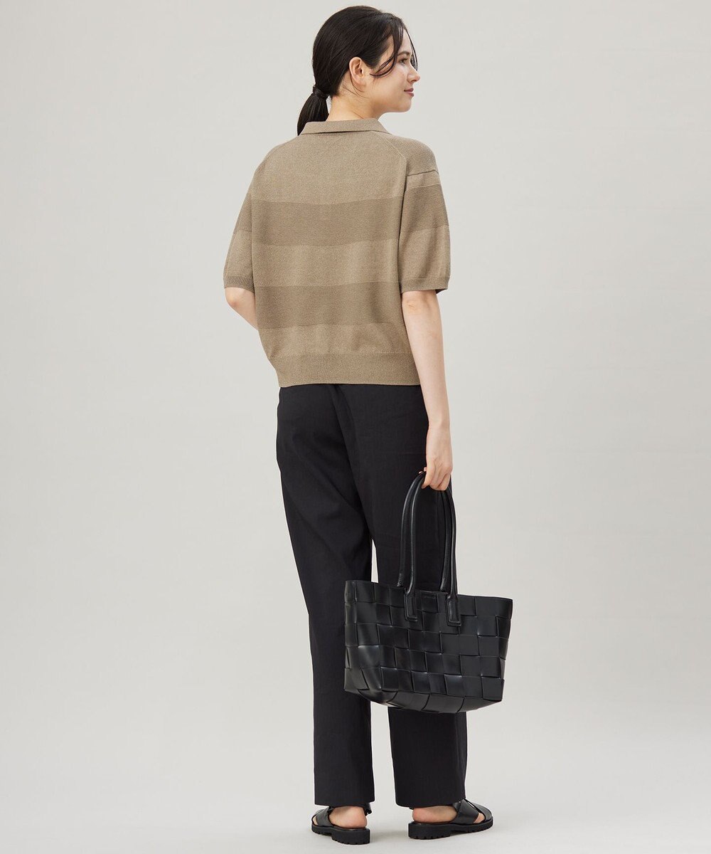 自由区 【洗える】ペーパーブレンドスキッパーポロ ニット 