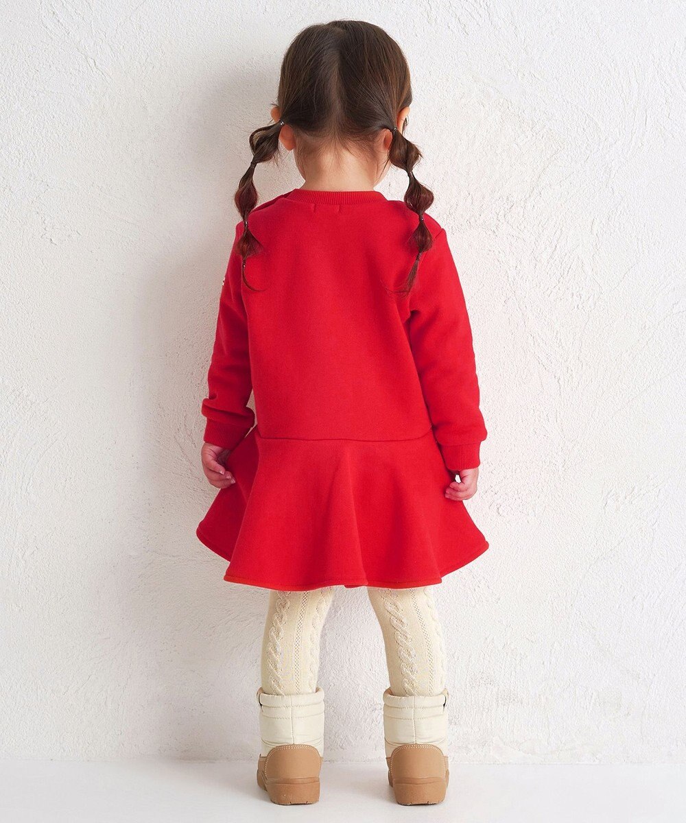 MIKI HOUSE HOT BISCUITS 【80-120cm】ビッグフェイスプリント 裏毛パイル素材 フレアワンピース 