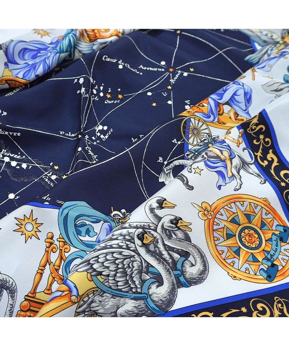 Marca ＜新柄！＞【伝統横濱スカーフ】星の神話 大判 シルクツイル スカーフ 